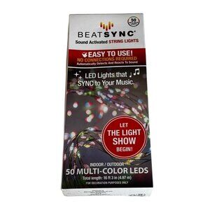 BeatSync 4 Function Christmas String Lights 50 Multi-Color LEDs 16'3" Indoor/Out